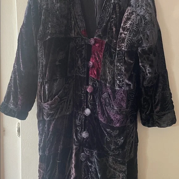 Vintage Raiment Fashions velvet lined floral embroidered patchwork duster coat - Picture 8 of 11